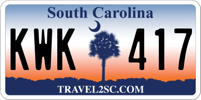 SC license plate KWK417