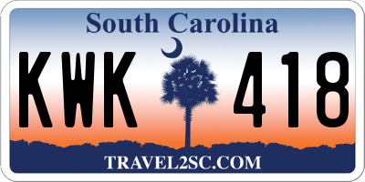 SC license plate KWK418