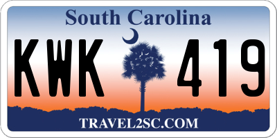 SC license plate KWK419