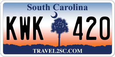 SC license plate KWK420