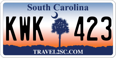 SC license plate KWK423