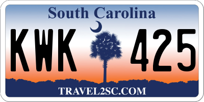 SC license plate KWK425
