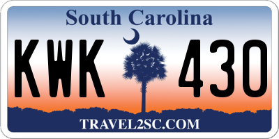 SC license plate KWK430