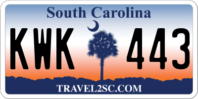 SC license plate KWK443