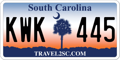 SC license plate KWK445