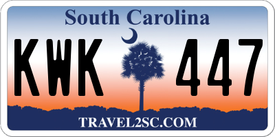 SC license plate KWK447
