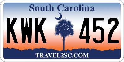 SC license plate KWK452