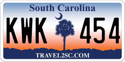 SC license plate KWK454