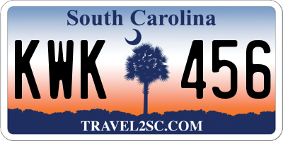 SC license plate KWK456