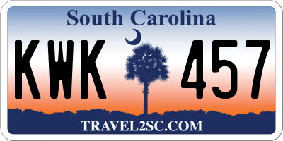 SC license plate KWK457