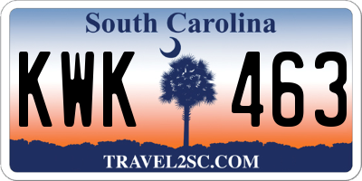 SC license plate KWK463
