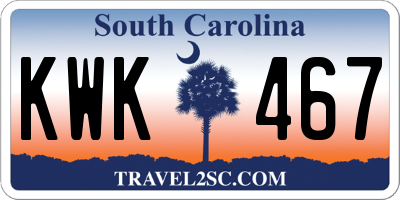 SC license plate KWK467