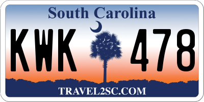 SC license plate KWK478