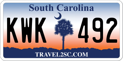 SC license plate KWK492