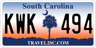 SC license plate KWK494