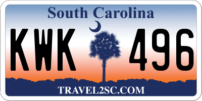 SC license plate KWK496