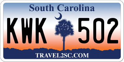 SC license plate KWK502
