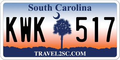 SC license plate KWK517