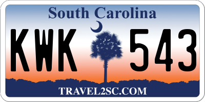 SC license plate KWK543