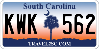 SC license plate KWK562