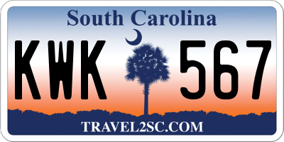 SC license plate KWK567
