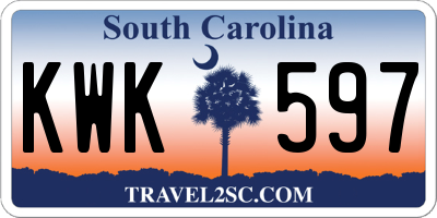 SC license plate KWK597