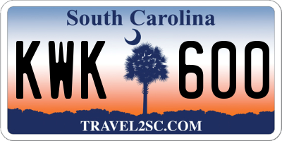 SC license plate KWK600