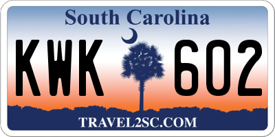 SC license plate KWK602