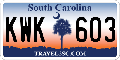 SC license plate KWK603