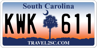 SC license plate KWK611