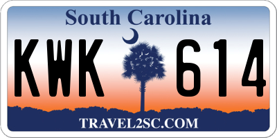 SC license plate KWK614