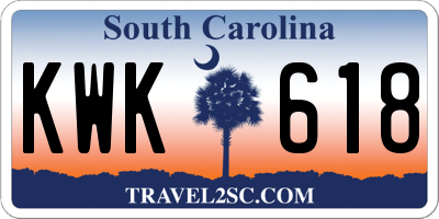 SC license plate KWK618