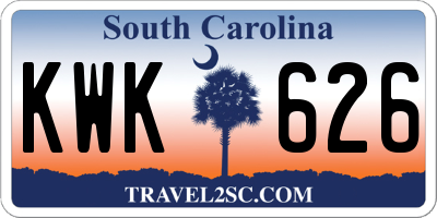 SC license plate KWK626