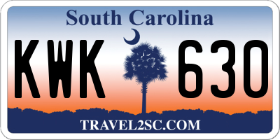 SC license plate KWK630