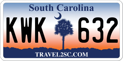 SC license plate KWK632