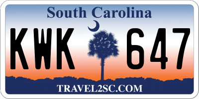 SC license plate KWK647