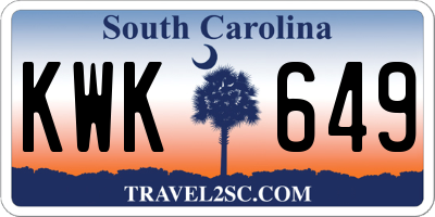 SC license plate KWK649