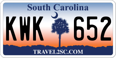 SC license plate KWK652