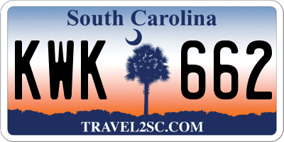 SC license plate KWK662