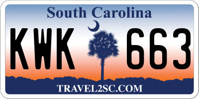 SC license plate KWK663