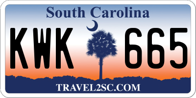 SC license plate KWK665