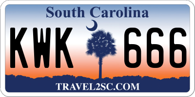 SC license plate KWK666