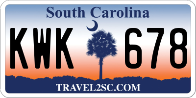SC license plate KWK678