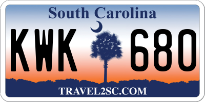 SC license plate KWK680