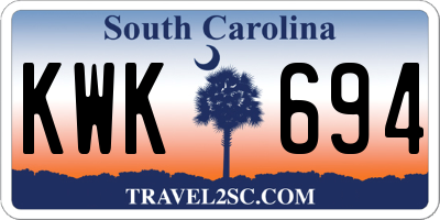 SC license plate KWK694