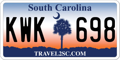 SC license plate KWK698