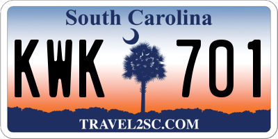 SC license plate KWK701