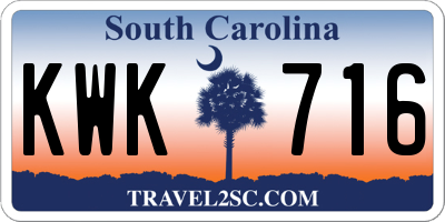 SC license plate KWK716