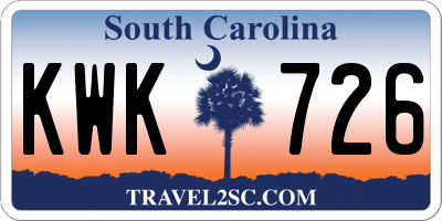 SC license plate KWK726