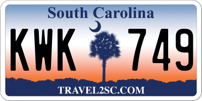 SC license plate KWK749